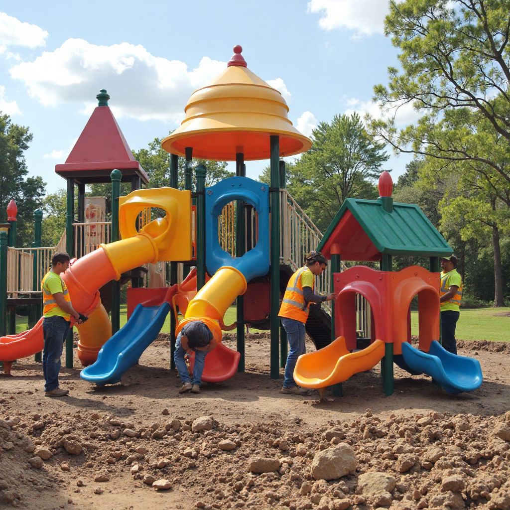 New playground equipment installation construction